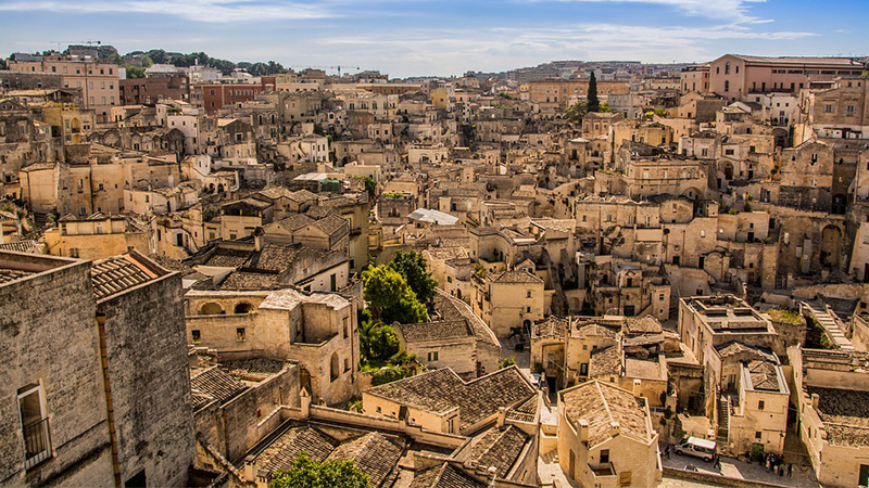 Paisagem de Matera na região Sul da Itália.